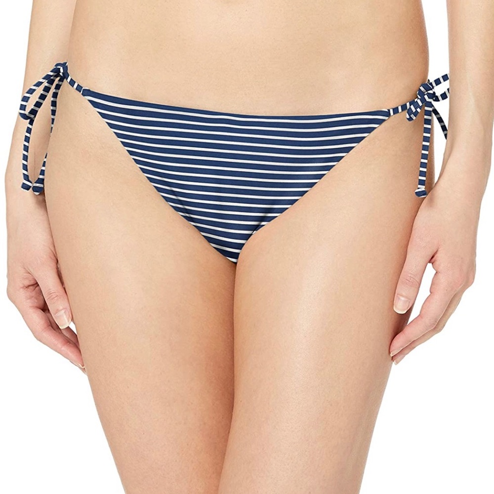 2/$15 PLUS SIZE Stripe Side Tie Bikini Bottom Navy